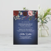 ネイビーブルー金ゴールドとレッドフローラ結婚の情報 エンクロージャーカード (スタンド正面)