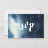 ネイビーブルー金ゴールドと食事の選択ウェディングRSVPカード 出欠カード (正面)