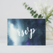 ネイビーブルー金ゴールドと食事の選択ウェディングRSVPカード 出欠カード (スタンド正面)