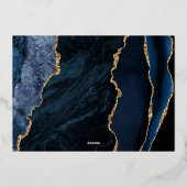 ネイビーブルー金ゴールドアガテダークセーブ 箔招待状 (裏面)