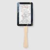 ネイビーブルー金ゴールドアガテマーブル結婚式 プログラム ハンドファン (正面)