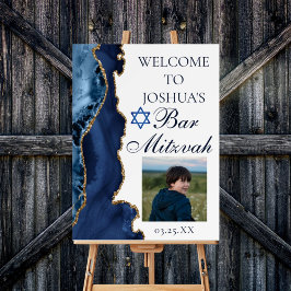 ネイビーブルー金ゴールドアゲイト写真バー（ユダヤ教の）バル・ミツバーパーティー