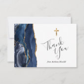 ネイビーブルー金ゴールドアゲイト第一聖餐会 サンキューカード (正面)