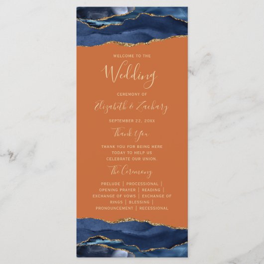 ネイビーブルー金ゴールドアゲテリカンオレンジ結婚ズ プログラム (正面)