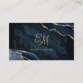 ネイビーブルー金ゴールドアゲテ大理石結婚さんのサイト エンクロージャーカード (裏面)