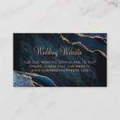 ネイビーブルー金ゴールドアゲテ大理石結婚さんのサイト エンクロージャーカード (正面)