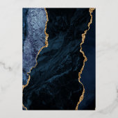 ネイビーブルー金ゴールドアゲモダンテ結婚ス 箔招待状 (裏面)