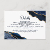 ネイビーブルー金ゴールドアゲートエレガントなウェディング詳細 エンクロージャーカード (正面)