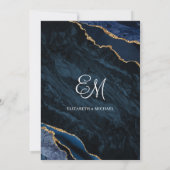 ネイビーブルー金ゴールドアゲートエレガントな結婚式 招待状 (裏面)