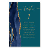 ネイビーブルー金ゴールドアゲートティール（緑がかった色）結婚ズ テーブルナンバー (正面)