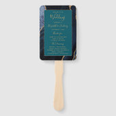 ネイビーブルー金ゴールドアゲートティール（緑がかった色）結婚式 プログラム ハンドファン (正面)