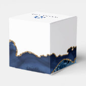 ネイビーブルー金ゴールドアゲートバー（ユダヤ教の）バル・ミツバーシックスクエアパーティー フェイバーボックス (裏面サイド)