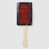 ネイビーブルー金ゴールドアゲートブルゴーニュ結婚式 プログラム ハンドファン (正面)