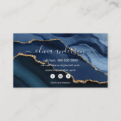 ネイビーブルー金ゴールドアゲートヘアーメイクアップサロン 名刺 (裏面)