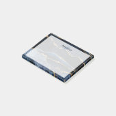 ネイビーブルー金ゴールドアゲートマーブルモノグラム ポストイット (アングル)