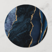 ネイビーブルー金ゴールドアゲートマーブルラウンドプレート結婚ズ メニュー (裏面)