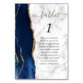 ネイビーブルー金ゴールドアゲートマーブル結婚ズ テーブルナンバー (裏面)
