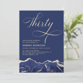 ネイビーブルー金ゴールドアゲート30th30誕生日パーティー 招待状 (スタンド正面)