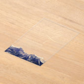 ネイビーブルー金ゴールドアゲート40th40誕生日パーティー アクリル招待状 (レイダウン)