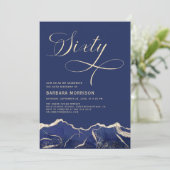 ネイビーブルー金ゴールドアゲート60th60誕生日パーティー 招待状 (スタンド正面)