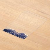 ネイビーブルー金ゴールドアゲート70th70誕生日パーティー アクリル招待状 (レイダウン)