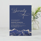 ネイビーブルー金ゴールドアゲート70th70誕生日パーティー 招待状 (スタンド正面)