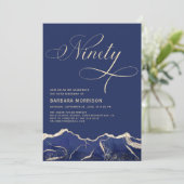 ネイビーブルー金ゴールドアゲート90th90誕生日パーティー 招待状 (スタンド正面)