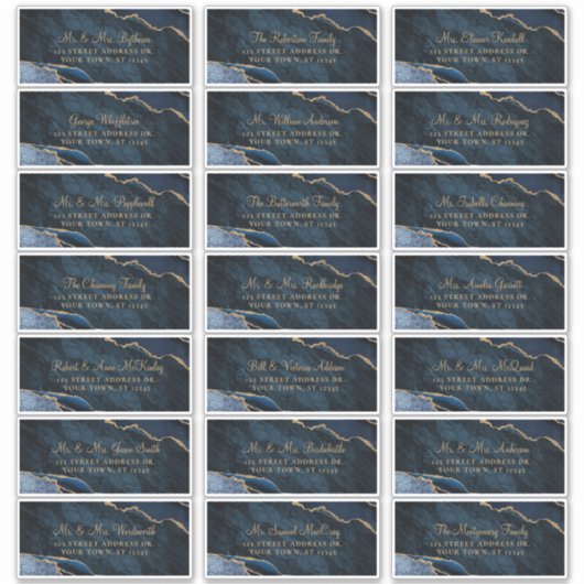 ネイビーブルー金ゴールドアゲ結婚テズゲスト住所 シール (正面)