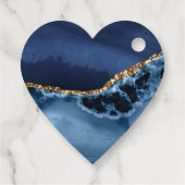 ネイビーブルー金ゴールドアゲ結婚ートのハートメッセージカード フェイバータグ (裏面)