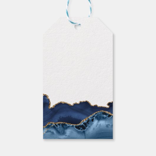 ネイビーブルー金ゴールドアゲ結婚ートの感謝メッセージカード ギフトタグ (裏面)