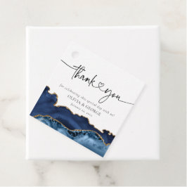 ネイビーブルー金ゴールドアゲ結婚ートの感謝メッセージカード フェイバータグ