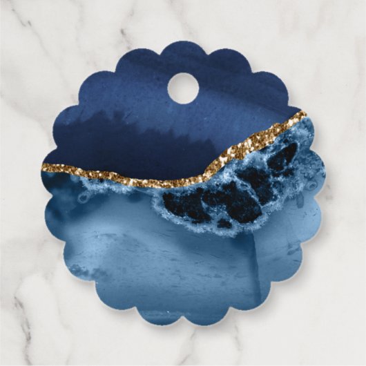 ネイビーブルー金ゴールドアゲ結婚ートの感謝メッセージカード フェイバータグ (裏面)