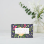 ネイビーブルー金ゴールドイエローイベントプランナー名刺 名刺 (スタンド正面)