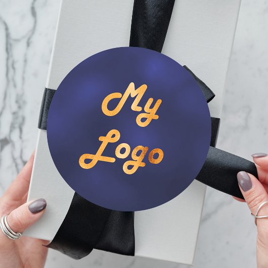 ネイビーブルー金ゴールドイメージビジネスロゴ ラウンドシール