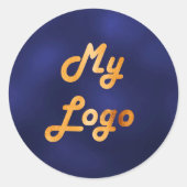 ネイビーブルー金ゴールドイメージビジネスロゴ ラウンドシール (正面)