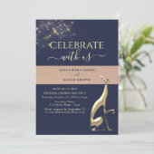 ネイビーブルー金ゴールドウェディングレセプション招待状 招待状 (スタンド正面)