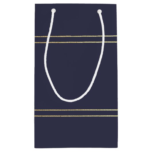 ネイビーブルー金ゴールドエレガントウェディング スモールペーパーバッグ (裏面)