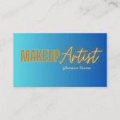 ネイビーブルー金ゴールドエレガントメイクアップアーティスト 名刺 (正面)
