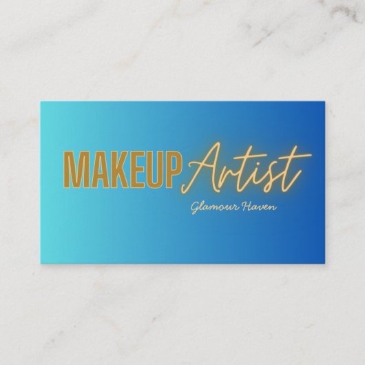 ネイビーブルー金ゴールドエレガントメイクアップアーティスト 名刺 (正面)