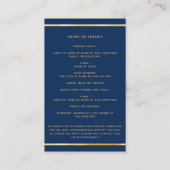 ネイビーブルー金ゴールドエレガント写真葬儀プログラムカード 名刺 (裏面)