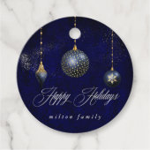 ネイビーブルー金ゴールドオーナメントホリデイ フェイバータグ (正面)