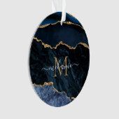 ネイビーブルー金ゴールドカスタム大理石オーナメント オーナメント (正面)