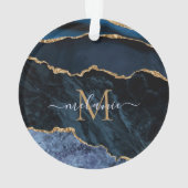 ネイビーブルー金ゴールドカスタム大理石オーナメント オーナメント (裏面)