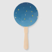 ネイビーブルー金ゴールドキラキラ小さな星のファンのセット ハンドファン (裏面)