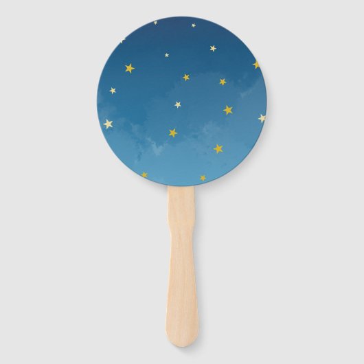 ネイビーブルー金ゴールドキラキラ小さな星のファンのセット ハンドファン (裏面)