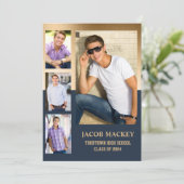 ネイビーブルー金ゴールドクラス2024高校写真 案内状 (スタンド正面)