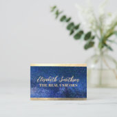 ネイビーブルー金ゴールドクラッシーエレガントシレフェミニンンタル 名刺 (スタンド正面)