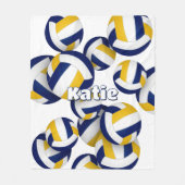 ネイビーブルー金ゴールドクラブカラーバレーボールルームデカール フリースブランケット (正面)