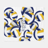 ネイビーブルー金ゴールドクラブカラーバレーボールルームデカール フリースブランケット (正面(横))