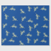 ネイビーブルー金ゴールドクリスマスプレゼントラップ ラッピングペーパー (フラット)